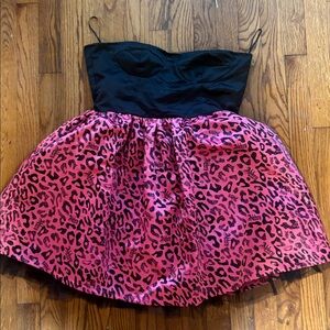 Abbey Dawn Pink Cheetah Print Dress Y2K RARE HTF